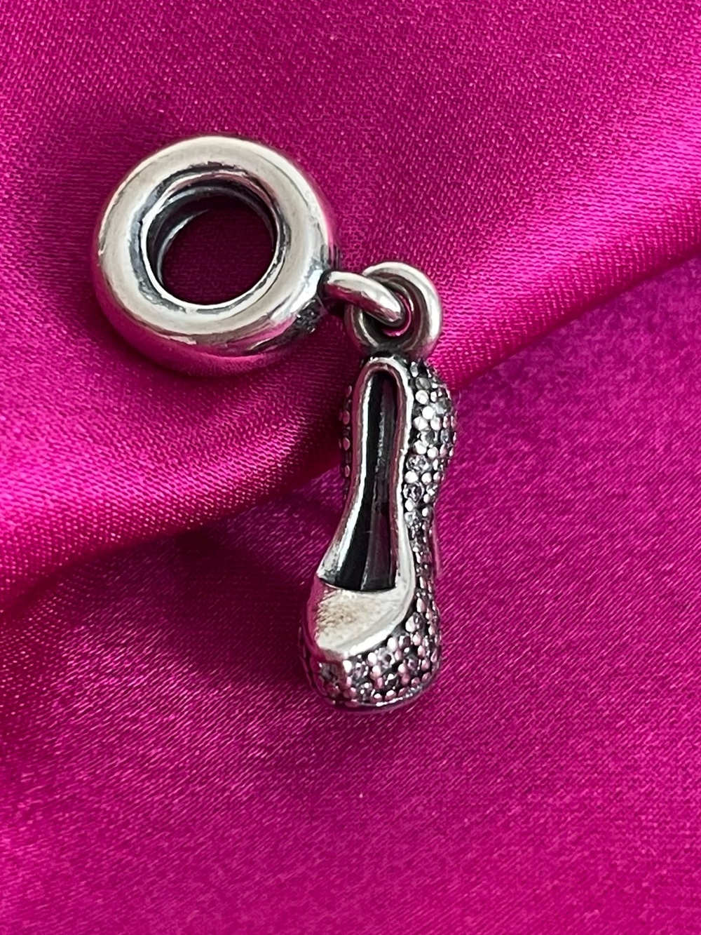 Authentic Pandora Pavé Stiletto Shoe Charm Sterling Silver - Retired Style - Picture 3 of 7